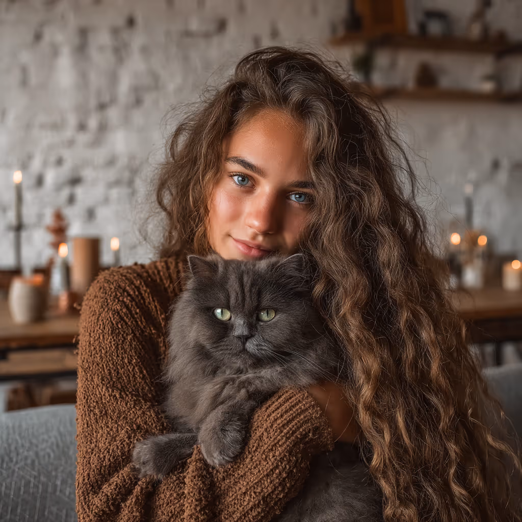 Size differences of same Image of Young girl with cat in different formats